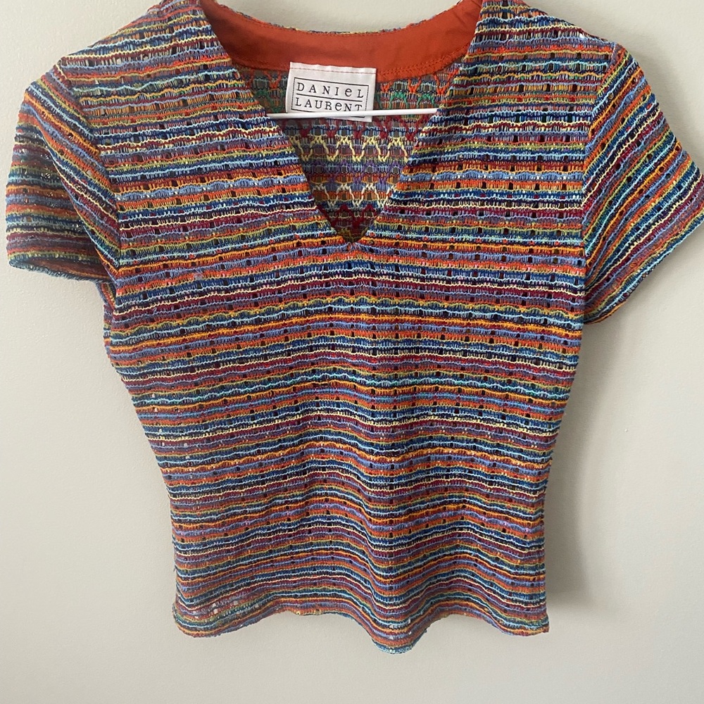 Retro Daniel Laurent Top, Size Small, Rainbow